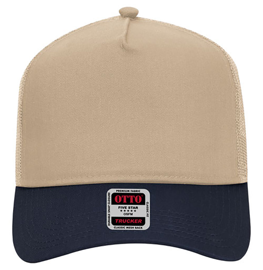 Otto Cap 5 Panel Mid Profile Mesh Back Trucker Hat
