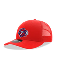 Decky YOUTH Solid Red Snapback Trucker with Full color Logo printed on leather patch (Tribe)