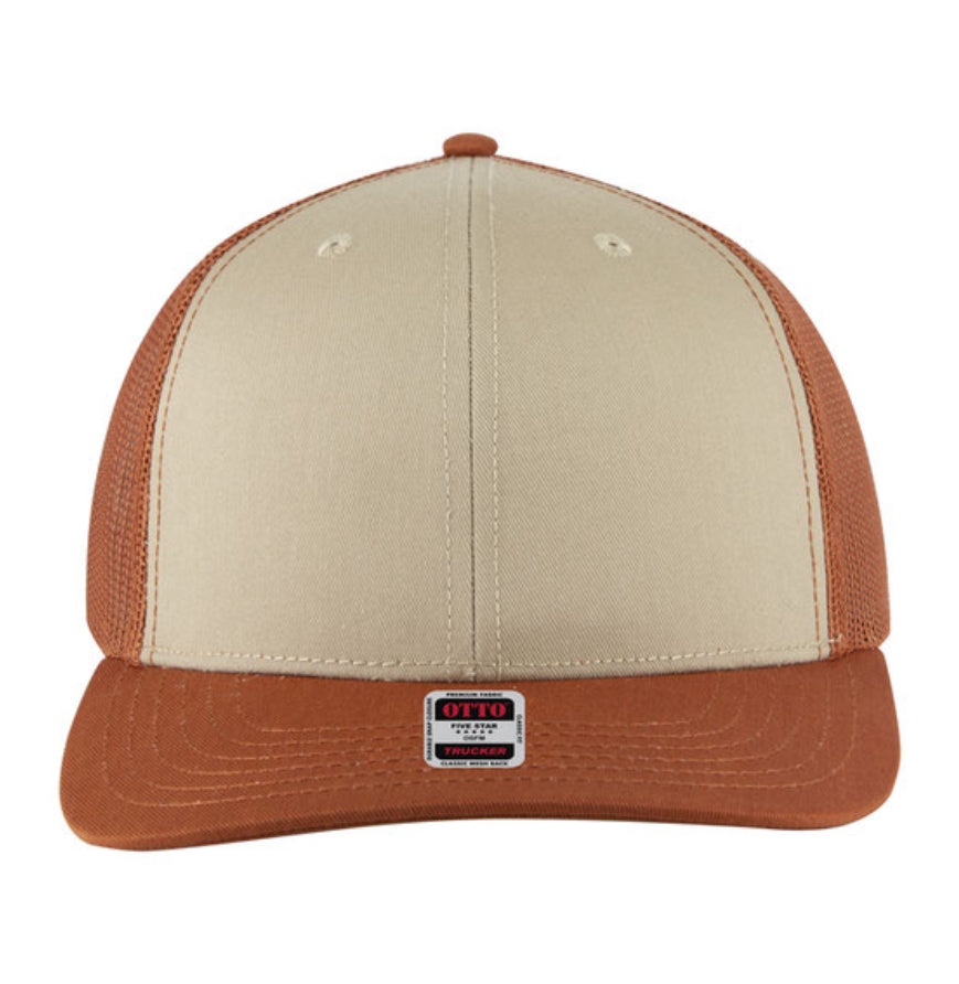 Otto Cap 6 Panel Mid Profile Mesh Back Trucker Hat