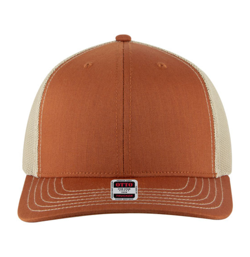 Otto Cap 6 Panel Mid Profile Mesh Back Trucker Hat