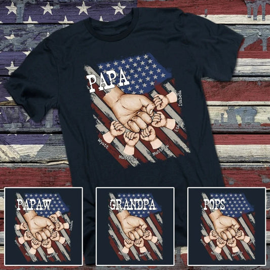 DAD, GRANDPA/KIDS FIST BUMP - Personalized T-Shirt